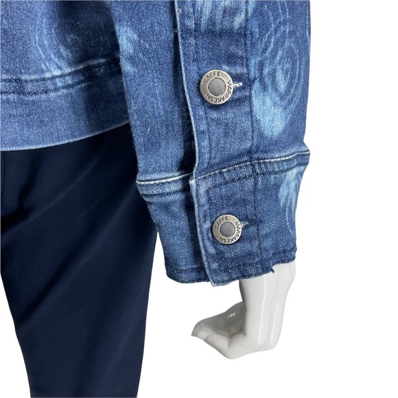 Cafe Marrakech Jean Jacket Custom Bleached Distressed Stretch Denim Medium - Picture 6 of 8